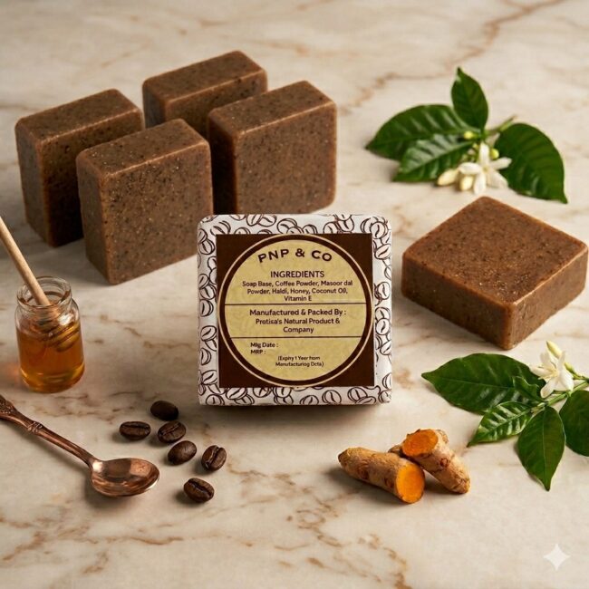 PNP & Co Handmade Coffee Soap with Vitamin E – 100% Natural Skin Nourishing Bath Bar for Dry & Normal Skin